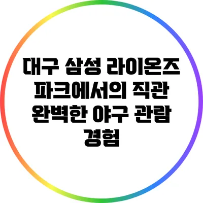 대구 삼성 라이온즈 파크에서의 직관: 완벽한 야구 관람 경험