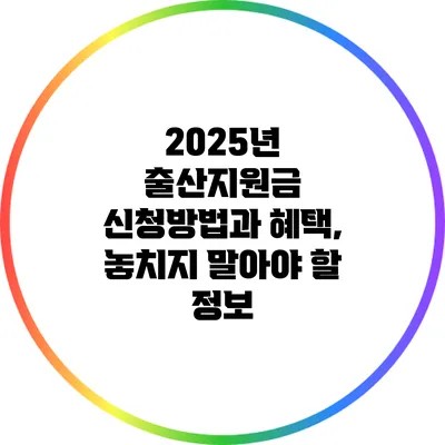 2025년 출산지원금 신청방법과 혜택, 놓치지 말아야 할 정보