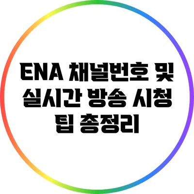 ENA 채널번호 및 실시간 방송 시청 팁 총정리