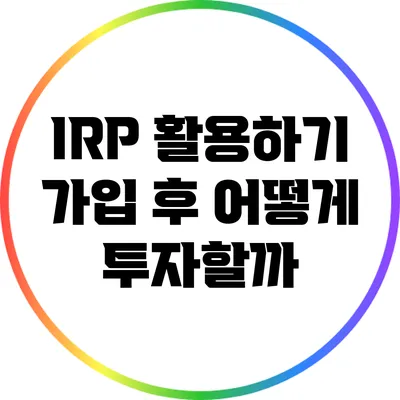 IRP 활용하기: 가입 후 어떻게 투자할까?