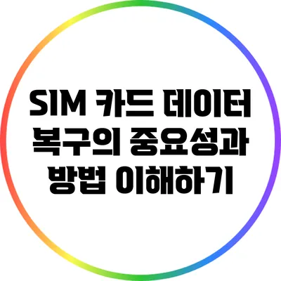SIM 카드 데이터 복구의 중요성과 방법 이해하기