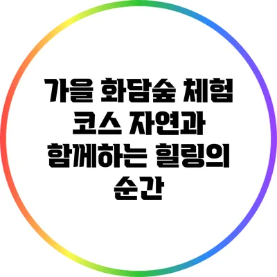가을 화담숲 체험 코스: 자연과 함께하는 힐링의 순간