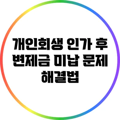 개인회생 인가 후 변제금 미납 문제 해결법