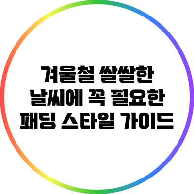 겨울철 쌀쌀한 날씨에 꼭 필요한 패딩 스타일 가이드
