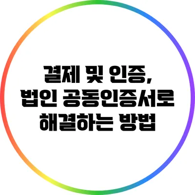 결제 및 인증, 법인 공동인증서로 해결하는 방법