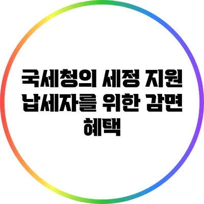 국세청의 세정 지원: 납세자를 위한 감면 혜택