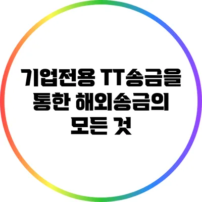 기업전용 TT송금을 통한 해외송금의 모든 것