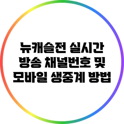 뉴캐슬전 실시간 방송 채널번호 및 모바일 생중계 방법