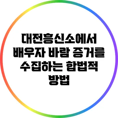 대전흥신소에서 배우자 바람 증거를 수집하는 합법적 방법