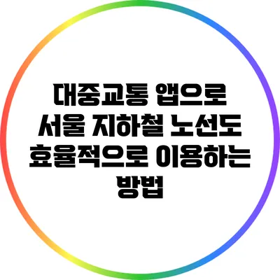 대중교통 앱으로 서울 지하철 노선도 효율적으로 이용하는 방법