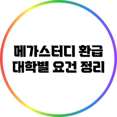 메가스터디 환급 대학별 요건 정리