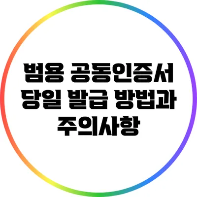 범용 공동인증서 당일 발급 방법과 주의사항