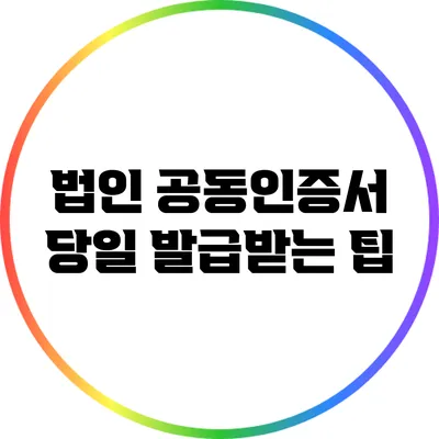 법인 공동인증서 당일 발급받는 팁