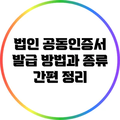법인 공동인증서 발급 방법과 종류 간편 정리