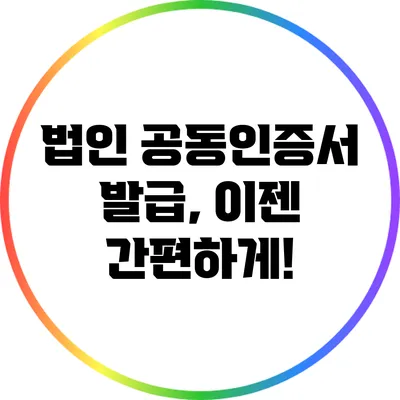 법인 공동인증서 발급, 이젠 간편하게!