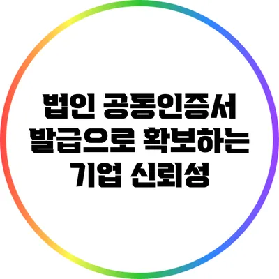 법인 공동인증서 발급으로 확보하는 기업 신뢰성