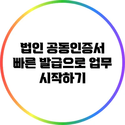 법인 공동인증서 빠른 발급으로 업무 시작하기