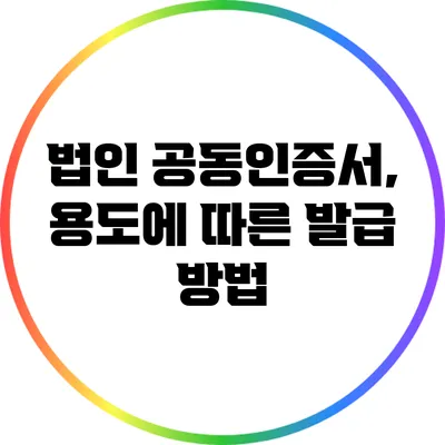 법인 공동인증서, 용도에 따른 발급 방법