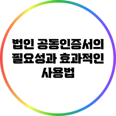 법인 공동인증서의 필요성과 효과적인 사용법