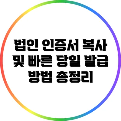 법인 인증서 복사 및 빠른 당일 발급 방법 총정리