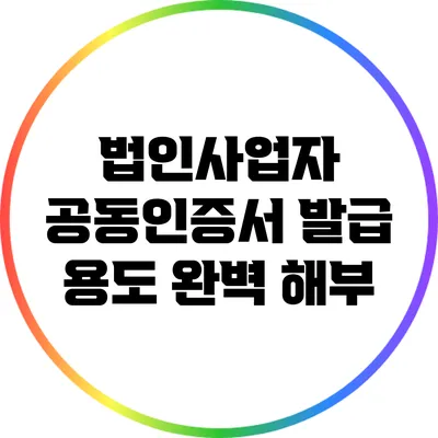 법인사업자 공동인증서 발급 용도 완벽 해부