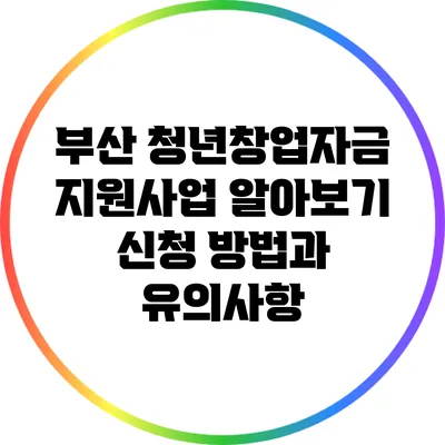부산 청년창업자금 지원사업 알아보기: 신청 방법과 유의사항