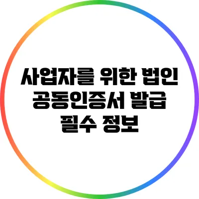 사업자를 위한 법인 공동인증서 발급 필수 정보