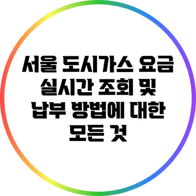 서울 도시가스 요금 실시간 조회 및 납부 방법에 대한 모든 것