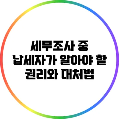세무조사 중 납세자가 알아야 할 권리와 대처법
