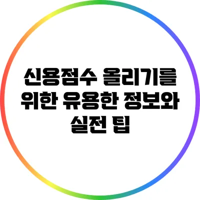 신용점수 올리기를 위한 유용한 정보와 실전 팁