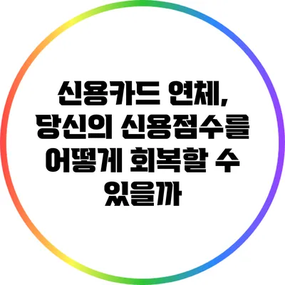 신용카드 연체, 당신의 신용점수를 어떻게 회복할 수 있을까?