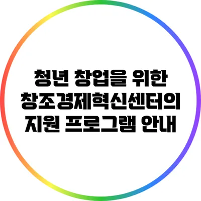 청년 창업을 위한 창조경제혁신센터의 지원 프로그램 안내