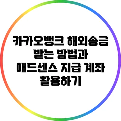 카카오뱅크 해외송금 받는 방법과 애드센스 지급 계좌 활용하기