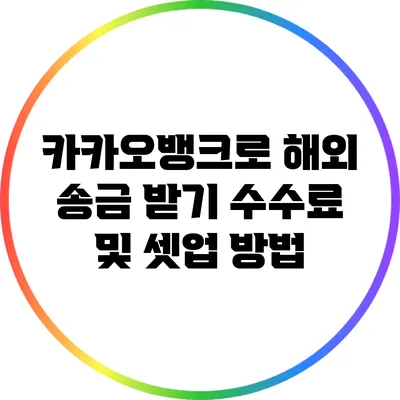 카카오뱅크로 해외 송금 받기: 수수료 및 셋업 방법