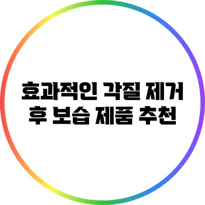효과적인 각질 제거 후 보습 제품 추천