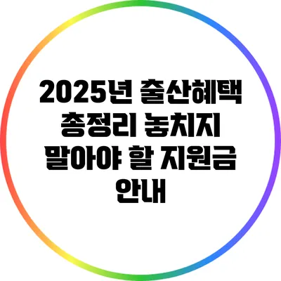 2025년 출산혜택 총정리: 놓치지 말아야 할 지원금 안내