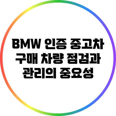 BMW 인증 중고차 구매: 차량 점검과 관리의 중요성
