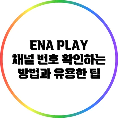 ENA PLAY 채널 번호 확인하는 방법과 유용한 팁