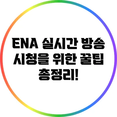 ENA 실시간 방송 시청을 위한 꿀팁 총정리!