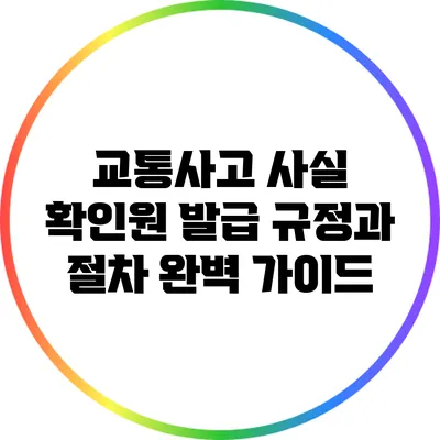 교통사고 사실 확인원 발급 규정과 절차 완벽 가이드