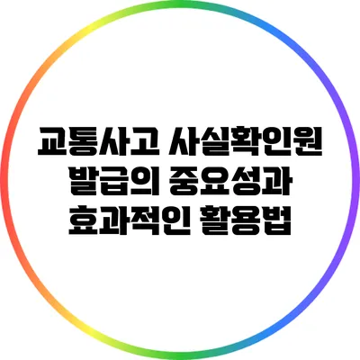 교통사고 사실확인원 발급의 중요성과 효과적인 활용법