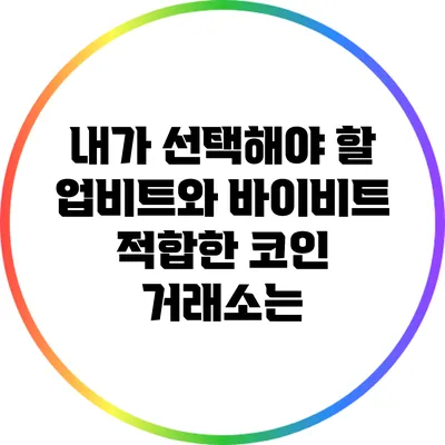 내가 선택해야 할 업비트와 바이비트: 적합한 코인 거래소는?