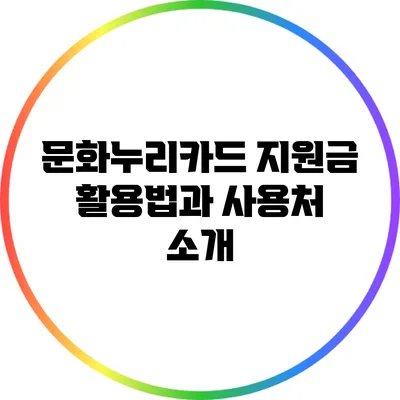 문화누리카드 지원금 활용법과 사용처 소개