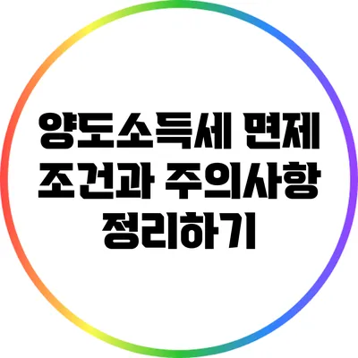 양도소득세 면제 조건과 주의사항 정리하기