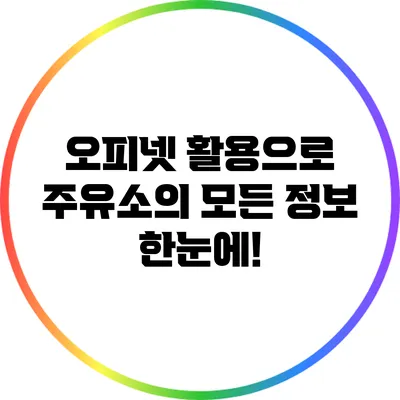 오피넷 활용으로 주유소의 모든 정보 한눈에!