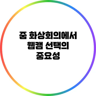 줌 화상회의에서 웹캠 선택의 중요성