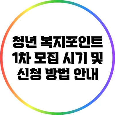 청년 복지포인트 1차 모집 시기 및 신청 방법 안내