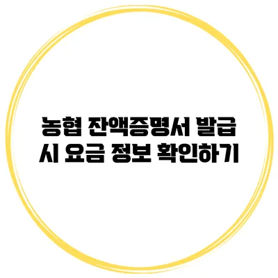 농협 잔액증명서 발급 시 요금 정보 확인하기