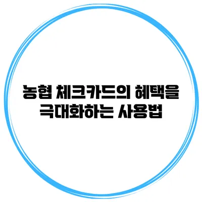 농협 체크카드의 혜택을 극대화하는 사용법