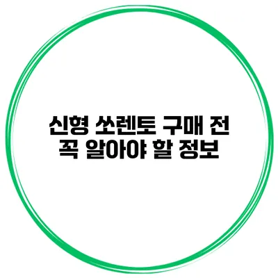 신형 쏘렌토 구매 전 꼭 알아야 할 정보